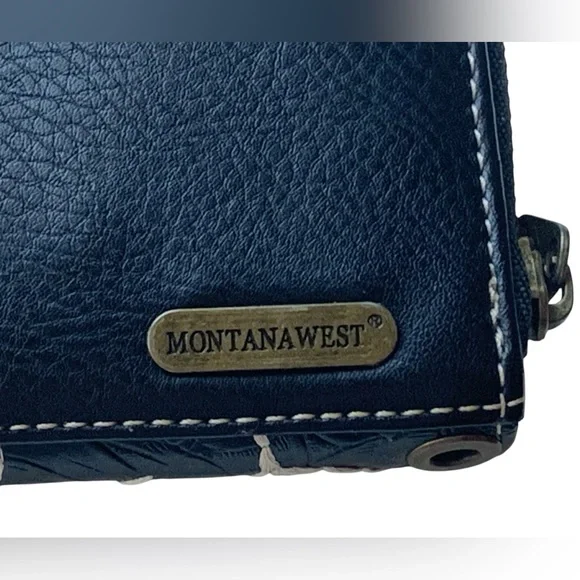 MONTANA WEST Southwestern Floral Turquoise Brown Black 3D Floral Flowers Wallet - Picture 10 of 16